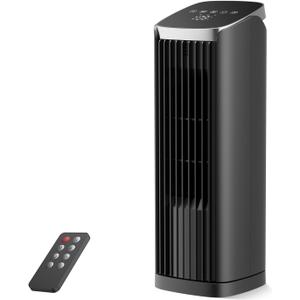 PNTCK Fan for Bedroom, 13" Tower Fan with Remote, 4 Modes 4 Speeds Max 24ft/s, 70 Oscillating Desk Fan, 12H Timer Portable Fans, Cooling Fans for Office, Home Black