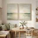 Framed Sage Green Abstract Wall Art for Living Room, Large Set of 2 Abstract Landscape Canvas Artwork for Walls, Minimalist Painting Print for Bedroom Dining Room Office Hallway Wall Decor, 24x36 Inch