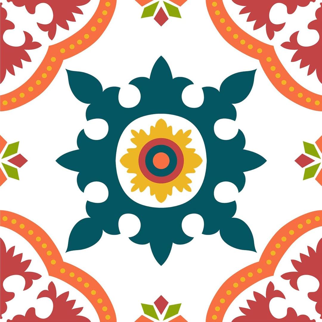 Spanish Portuguese Azulejo Style Peel and Stick Backsplash Tile Stickers Set of 16 pcs(3.9_10)