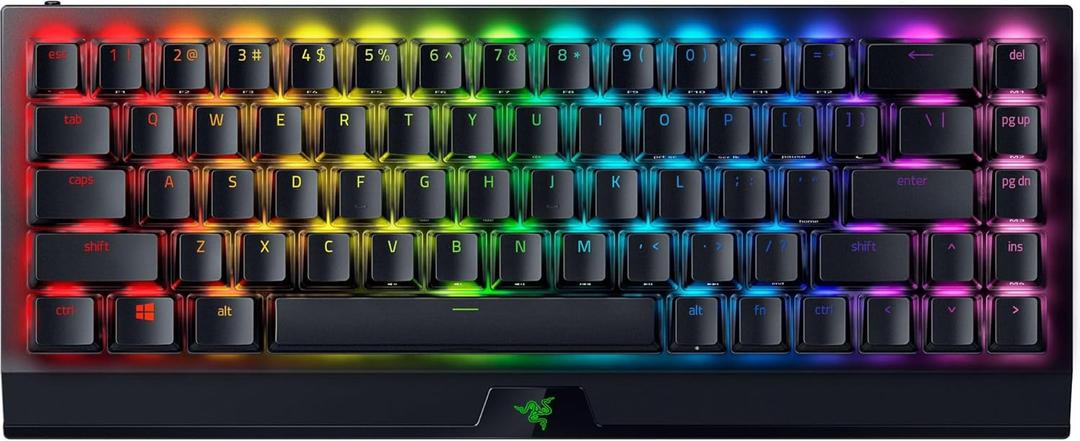 Razer BlackWidow V3 Mini HyperSpeed 65% Wireless Mechanical Gaming Keyboard: Green Mechanical Switches Tactile & Clicky - Phantom Pudding Keycaps - Chroma RGB - Up to 200 Hr Battery Snap Tap