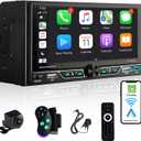 Double Din Car Stereo Compatible with [Wireless] Apple CarPlay/Android Auto 6.8 Inch Touchscreen Bluetooth AM/FM Radio 2X USB (Both 2.1A Fast Charge) Backup Camera