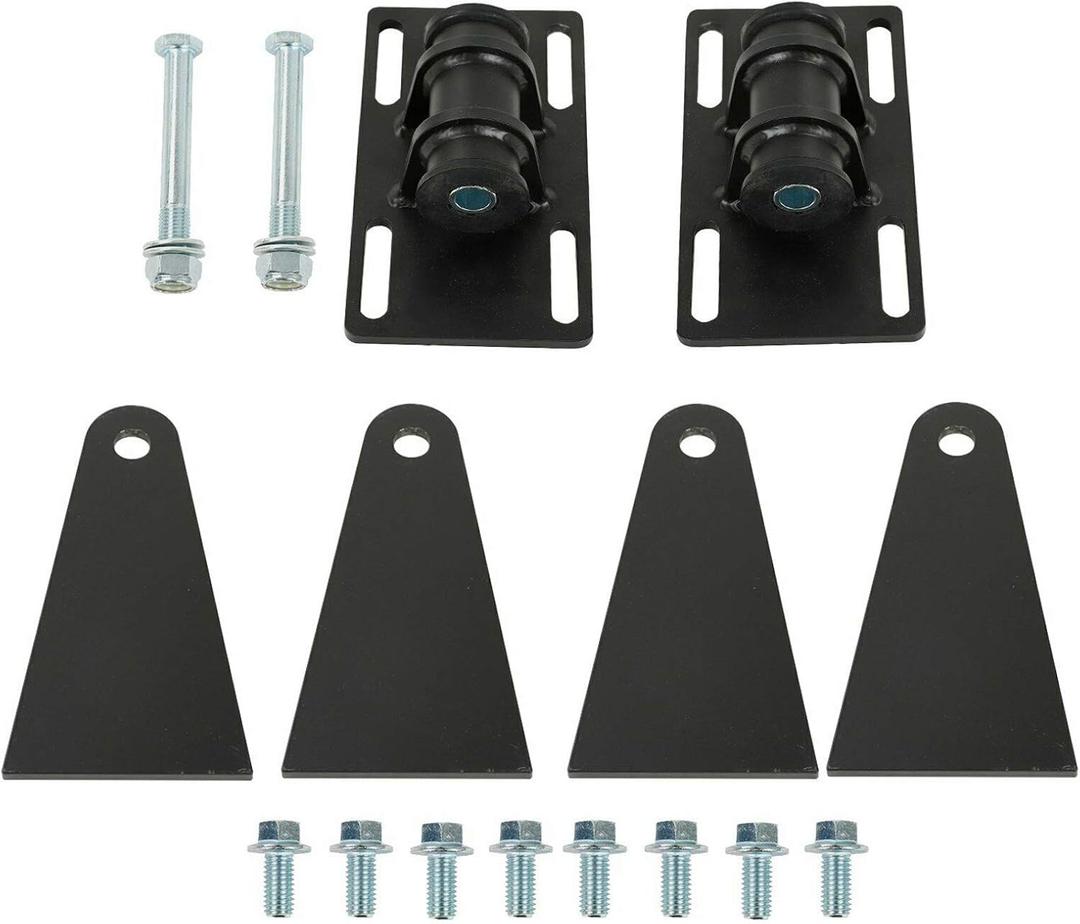 BLACKHORSE-RACING LS Swap Mounts Universal Adjustable Conversion Motor Mounts & Adapters Plates w/Nuts Gaskets Screws Kit for Street Rods Rock Crawlers Black