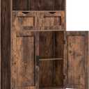 Iwell Bathroom Storage Cabinet with 2 Drawers, Small Kitchen Pantry Cabinet
Kitchen Cabinet with Adjustable Shelves, Coffee Bar Cabinet for Kitchen, Living Room, Entryway, Rustic Brown