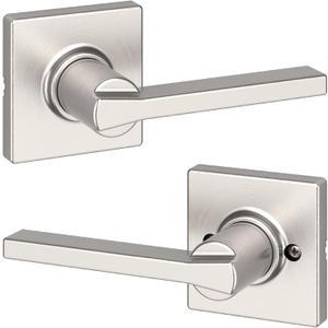 Kwikset Casey Interior Passage Door Handle, Lever For Closet and Hallway Doors, Reversible Non-Locking Handle Lever, Satin Nickel , with Microban Protection