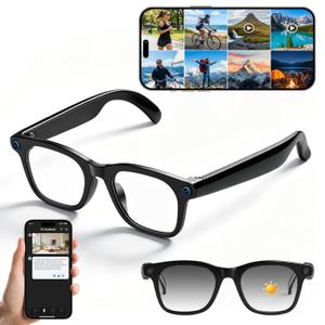 Gezxt AI Smart Glasses with Camera,8MP/1080P HD Video & Audio Recording Camera, RealTime Voice Translation, AI Voice Assistant,Bluetooth Connectivity, Photochromic Sunglass Lenses for Men & Women