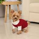 Lorehelina Dog Sweater for Small Dogs Argyle Cable Knit Turtleneck Pullover Winter Clothes for Boys Girls Stretch Chihuahua Yorkie Puppy Christmas Doggie Pet (S, Red)