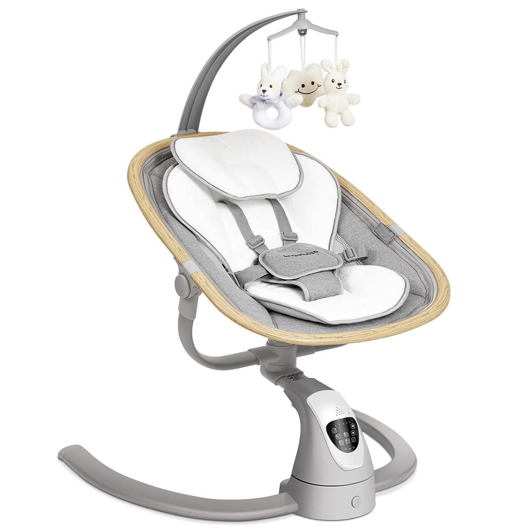 Angelbliss Baby Swing with Cry Detection, Electric Swing - Side-to-Side & 180 Rotation, for Infants & Toddlers (Grey) with 5 Speeds