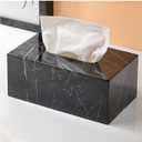 Resin Tissue Box Holder,Facial Napkin Holder for Bathroom Vanity Countertop,Rectangular Tissue Dispenser,Decorative Tissue Container for Living Room,Creative Marble Pattern (Black)