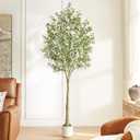 8FT Artificial Olive Tree Indoor with Pot - Realistic Wood Trunk & Fruits, Extra Large Faux Plant for Home Office Dcor, Tall Fake Olive Tree 8-Foot with Moss White Planter (8ft, White-96in)