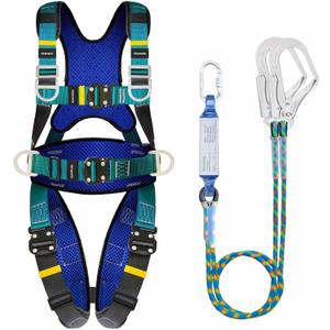 Full Body Protection Safety Harness 5pt Adjustment Safe Comfortable Construction Positioning Extra LongThick Leg Back Padded Push Button Quick Lock Buckle OSHA/ANSI compliant