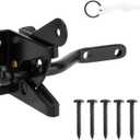 Self-Locking Gate Latch for Wooden Fence, Automatic Gravity Lever Fence Lock Gate Hardware with Longer Fasteners & Pull String for Outdoor Secure Pool, Garden, Black Finish