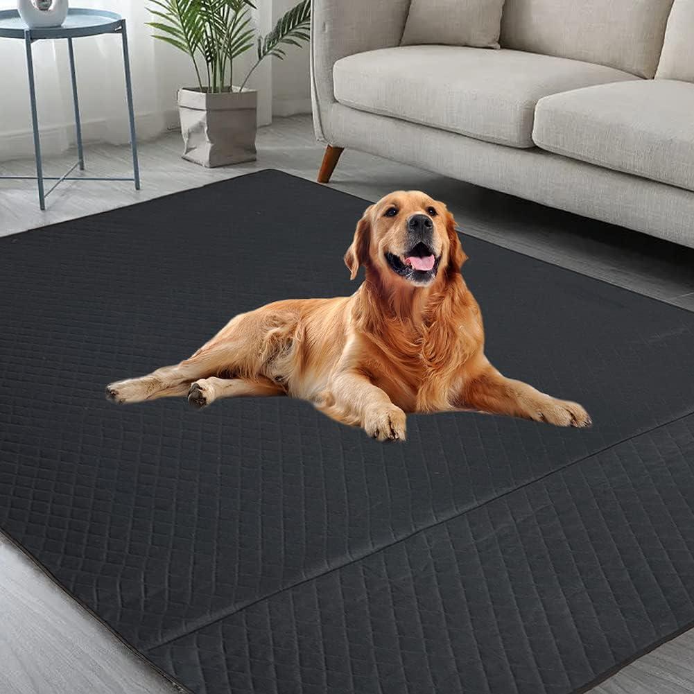 Washable Pee Pads for Dogs 72"72" Waterproof Mat Non-Slip, Reusable Puppy Pads Pet Training Pads, Dog Pee Pads Extra Large, Leakproof Whelping Pads for Playpen,Crate,Sofo,Car, Potty,Bed, Black 