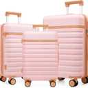 3 Piece Luggage Set, Lightweight Hardshell Large Checked Suitcase TSA Lock