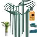 TCBWFY 10 Pack Garden Supports for Plants Metal 10" Wide x 24" High Interlock Half Round Garden Plant Support Ring Border Support Plant Support Ring Cage for Rose Flowers Vine Tomato