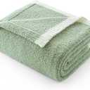 Snuggle Sac Ultra Soft Throw Blanket for Couch Bed Sofa 50x60 inches, Reversible Sage Green Blanket Microfiber Fluffy Fuzzy Cozy Knit Throws for Women Mothers Birthday Gifts