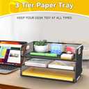 3-Tier Paper Letter Organizer Tray with Handle, Mesh Desk File Organizer for Office, Home, School - 2 Pack, Black