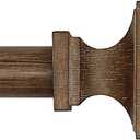 Wood Curtain Rods for Windows 48 to 84 Inch, 1 Inch Diameter Wood Decorative Treatment Single Window Curtain Rods - Square Imitation Wood Grain Finial 1 Pack (32-88)