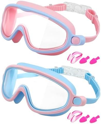 Rantizon Swim Goggles 2 Pack, Wide View Anti Fog & UV Swimming Goggles for Adult, No Leaking Swim Glasses for Men Women Kids black