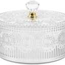 Apothecary Jar with Lid Embossed Plastic Candy Cookie Bowl with Lid Decorative Jewelry Organizer Box for Home Party