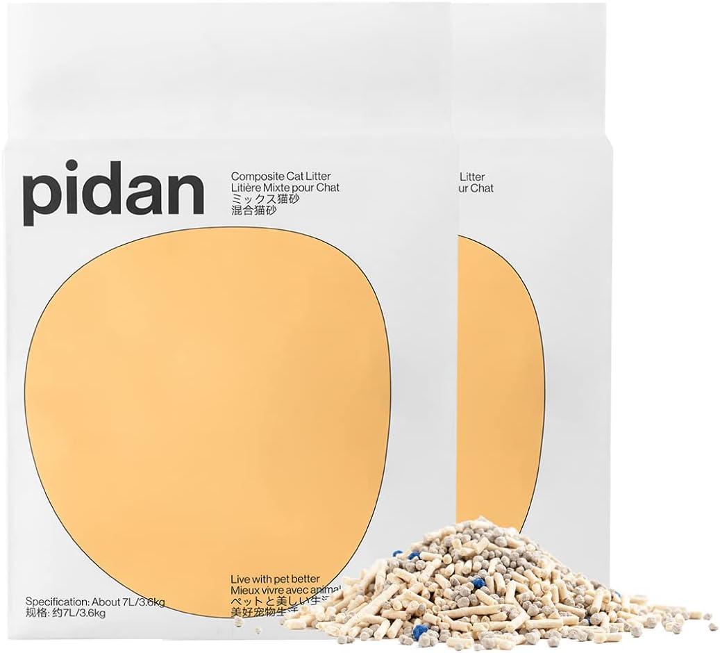 pidan Mix Cat Litter Tofu Cat Litter with Bentonite Absorbent and Fast Drying Tofu Cat Litter Selected Quality Pea Dregs Solubility in Water Vacuum (7L-7.9lb/ Bag, 2bag)
