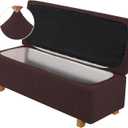 2-Piece Stretch Ottoman Covers Rectangle Slipcovers for Folding Storage Stools, Non-Slip Elastic Bottom, Soft Fabric Furniture Protectors (Brown, X-Large)