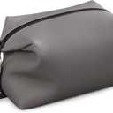 Vomgomfom 6L 13 Inch Silicone Toiletry Bag, Waterproof Leakproof Travel Cosmetic Organizer, Adjustable G-Buckle Compression Dopp Kit, Foldable Makeup Bag for Women & Men (Grey, 13" 6L)