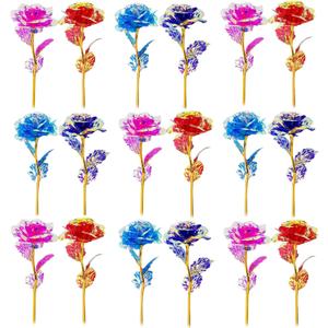 20PCS Small Artificial Colorful Rose Flowers Galaxy Rose Crystal Flower Gifts for Wedding, Mother' s Day Memorable Days Birthday Valentine's Day, Color C