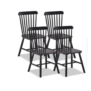 Black Windsor 100% Solid Wood Dining Chairs Set of 4