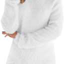 LemonGirl Women's Fashionable Long Sleeve Pullovers Loose Fluffy Fuzzy Jumper Sweater (X-Large, White)