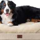 EHEYCIGA Orthopedic XXL Dog Bed for Large Sized Dog, 52x41x8 Inch Extra Large Memory Foam Dog Couch Bed with Sides, Waterproof Liner & Washable Removable Cover, Bolster Pet Sofa, Beige