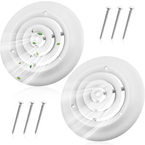 Therwen 2 Pcs 6 Inch Round Vent Cover, White Round Ceiling Diffuser with Screws HVAC Vent Duct Cover Replacement Exhaust Fan Covers for Home Office Kitchen Ventilation Use, Outer Dimensions: 9-15/16"