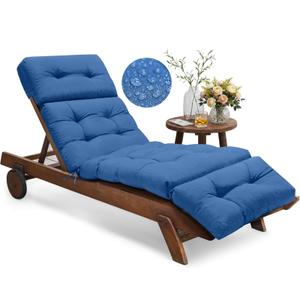 Tycdiose Chaise Lounge Cushions Outdoor Set of 2, 74.4 x 22 x 4.7 Inch Thickened Lounge Chair Cushions Waterproof for Outdoor Furniture with Ties, Non-Slip Patio Pool Chaise Lounge Cushion, Royal Blue