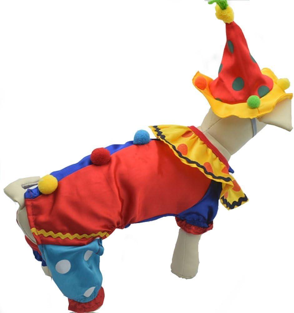 Dog Clown Costume Dog Halloween Costume Small Dog Halloween Cosplay Party | Funny Clown Dogs Cosplay Costumes Small Dogs Clothes Cat Apparel for Small Pets Halloween Party Photo Props, S