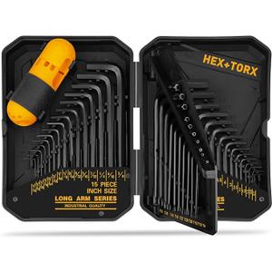 ELEAD Hex Key Allen Wrench Set: 41Piece Hex and Torx Key Set with Torque Handle, Standard SAE(0.028"3/8") & Metric(0.7mm10mm) & Torx(T9T50) in Storage Case, Heat Treated Chrome Vanadium Steel