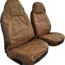 Tan Seat Covers for Cars Trucks SUV, Universal Canvas Tactical Multi-Pockets Organizers Rain Defender, Waterproof Seat Protectors Front Set (Tan)
