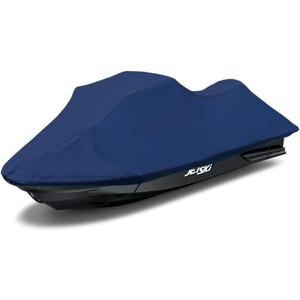 Upgraded Fade and Crack Resistant Trailerable Navy Jet Ski Cover, Heavy-Duty Waterproof and UV Protection PWC Cover,Jetski Watercraft Cover Fits from 103"-115"(1 or 2 Seater)