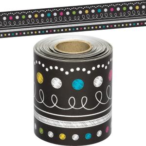 Teacher Created Resources Chalkboard Brights Straight Rolled Border Trim - 50ft - Decorate Bulletin Boards, Walls, Desks, Windows, Doors, Lockers, Schools, Classrooms, Homeschool & Offices