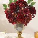 Floweroyal Artificial Flowers Combo Burgundy Flowers Mix Silk Flowers Dahlia Roses with Stems for DIY Wedding Bridal Bouquets, Baby Shower, Floral Arrangement, Table Centerpieces, Home Decorations.