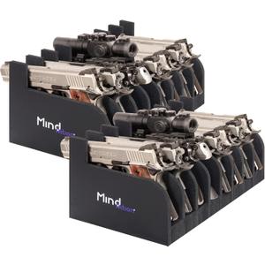 MIND&ACTION Foam Pistol Rack for Gun Safe, Gun Cabinet Accessories, Pistols Holder Storage Organizer, Revolver Firearm Handgun Rack Stand Display (2 Pack-8 Pistols Black)