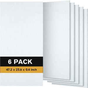 6 PCS Acoustic Panels, 47.2" x 23.6" Self-Adhesive Soundproof Wall Panels, High Density Noise Absorption Panels for Studio Wall, Home Office, Home Theater, Peel & Stick Sound Proof Foam Panels (White)