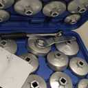 Oil Filter Wrench Set 23pcs Aluminum Alloy Cup Oil Filter Type Wrench Socket Removal Tool Set 1/2" Drive Oil Filter Removal Tool Kit Oil Filter Socket Set (Blue)