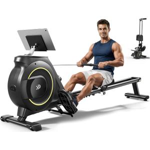 Rowing Machine for Home, 350 LB Capacity, 16-Level Silent Resistance, Magnetic Rowing Machines for Home Foldable, Full-Body Workout Compact Rowing Machine for Cardio & Strength with APP Support, Black