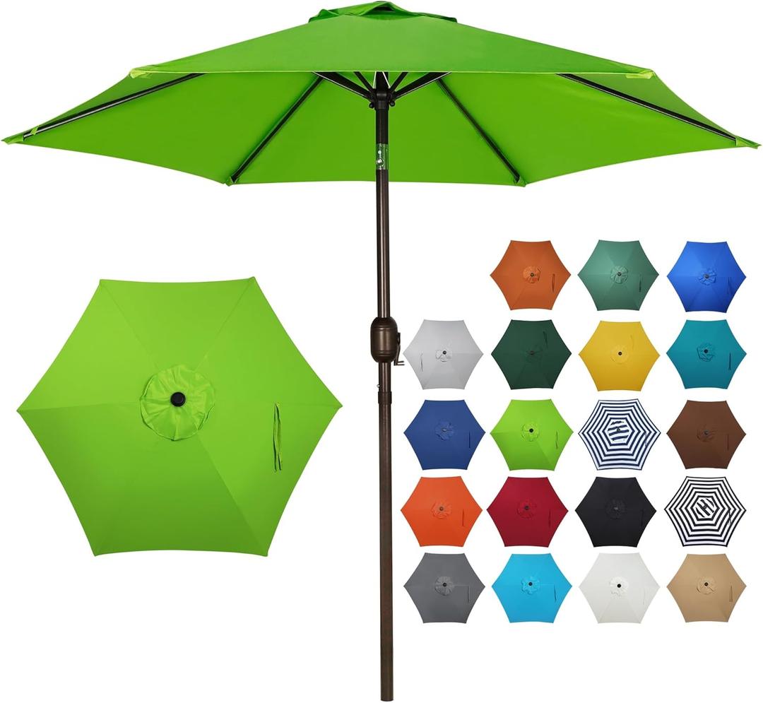 Blissun 7.5 ft Patio Umbrella, Yard Umbrella, Outdoor Market Umbrella with Push Button Tilt Crank, Lime