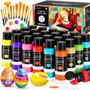 40 PCS Acrylic Paint Set with 12 Brushes, 2 Knives, Palette & Sponge, 24 Colors (2oz/60ml) Art Craft Paint for Adults Kids Artists Beginners, Canvas Ceramic Rock Eggs Painting Kit Art Supplies
