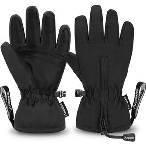 Fazitrip Mittens Gloves 3M Thinsulate Warm Windproof Girls Boys Kids Ski Gloves, Black, S (2-3 years)