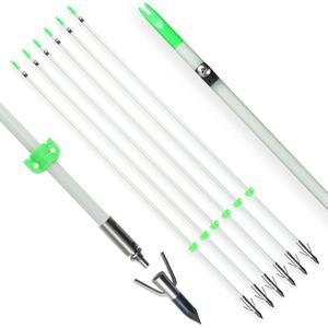 TIGER ARCHERY 34inch Bowfishing Arrows Solid Fiberglass Shaft with Broadhead for Compound Bow and Recurve Bow Fishing Arrow Archery and Hunting (Pack of 6)