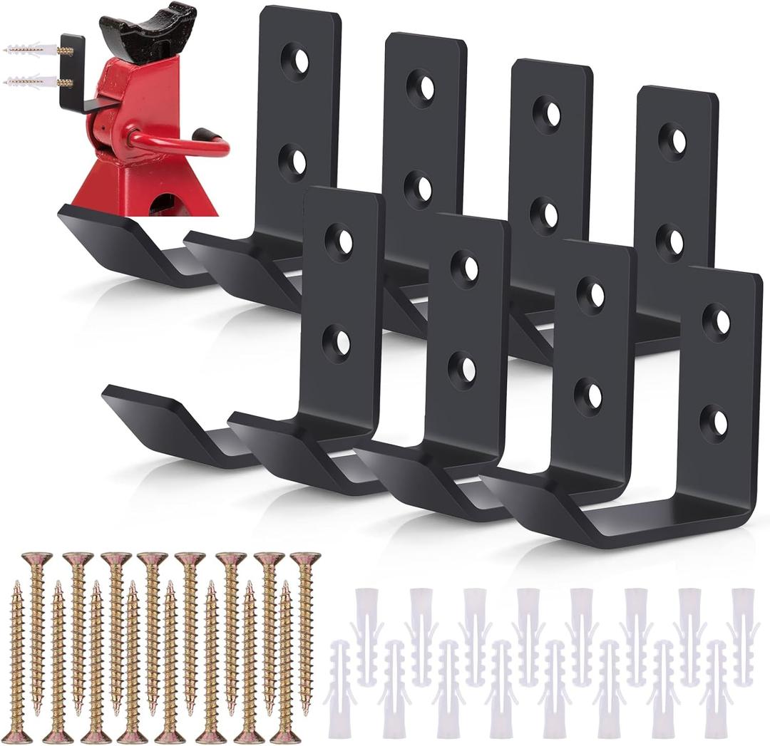 Palksky 8 Pcs Jack Stands Wall Mount Organizer, Car Jack Stands Storge Rack/Hanger/Hook Wall Mount Heavy Duty Stainless Steel Holder Fits 2 & 3 & 5 & 6 Ton Lifting Jack Stands