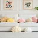 Shell Pillow, Seashell Throw Pillow Room Decor for Couch Bed, Shell Pillows Soft Plush Pillow, Sea Shell Decorative Beach Cushion Pillows (Goose Yellow, 18 X 13 Inches)