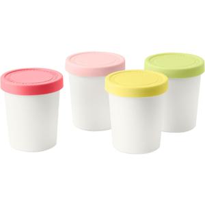 Tovolo Mini Ice Cream Containers 6oz for Homemade Ice Cream Set of 4, Reusable Ice Cream Storage Containers for Freezer with Silicone Lids, Small Ice Cream Tubs Stackable BPA Free, Assorted Colors