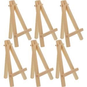 8" High Small Natural Wooden Easel (6 Pack), A-Frame Canvas Stand Tripod, Small Painting Easels - Tabletop Easel for Painting, Canvases, Student Crafts, Event Signs Photos